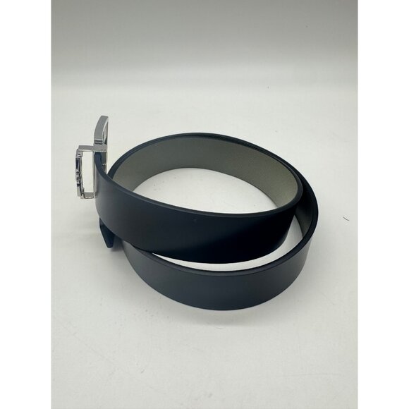 SALVATORE FERRAGAMO reversible leather men's dress belt BLACK/ SAGE -90cm - Picture 11 of 14